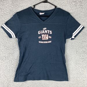 NEW YORK GIANTS NFL FOR HER WOMEN'S SHIRT V-NECK SIZE LARGE NAVY BLUE‎